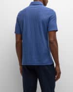 Image 3 of 6: Brunello Cucinelli Men's Cotton-Silk Textured Polo Shirt