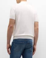 Image 5 of 6: Brunello Cucinelli Men's Cotton Knit Johnny Collar Polo Shirt