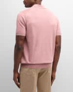 Image 5 of 6: Brunello Cucinelli Men's Cotton Knit Johnny Collar Polo Shirt