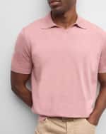 Image 4 of 6: Brunello Cucinelli Men's Cotton Knit Johnny Collar Polo Shirt