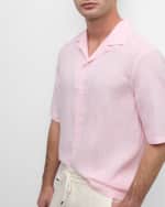 Image 4 of 6: Brunello Cucinelli Men's Linen Camp Shirt