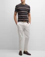 Image 5 of 6: Brunello Cucinelli Men's Cotton Stripe Crewneck T-Shirt