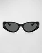 Image 4 of 4: Versace Medusa Beveled Acetate Cat-Eye Sunglasses