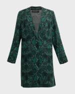 Image 2 of 6: Kobi Halperin Leah Snakeskin-Print Side-Slit Coat