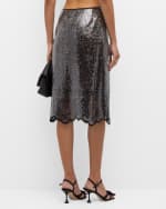 Image 4 of 6: Kobi Halperin Scalloped Sequin Lace Midi Skirt