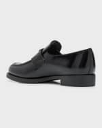 Image 3 of 6: Prada Leather Slip-On Flat Loafers