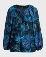 Image 2 of 6: Kobi Halperin Sienna Floral-Print Blouson-Sleeve Blouse