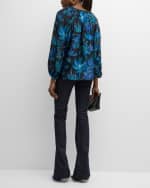 Image 3 of 6: Kobi Halperin Sienna Floral-Print Blouson-Sleeve Blouse
