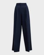 Image 1 of 6: Kobi Halperin Eliza Pleated High-Rise Straight-Leg Pants