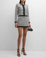 Image 5 of 6: Le Superbe Rosebud Houndstooth Tweed Mini Skirt