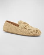 Image 4 of 5: Prada Raffia Slip-On Loafers
