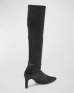 Image 2 of 5: Jil Sander Asymmetrical Stretch Leather Knee Boots