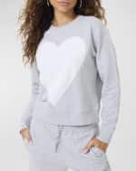 Image 1 of 5: Terez Rib Heart Classic Cotton Crewneck Sweatshirt