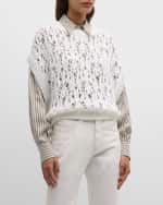 Image 2 of 6: Brunello Cucinelli Open-Net Cap Sleeve Sweater