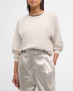 Image 1 of 6: Brunello Cucinelli Cashmere Sweater with Monili Collar Insert