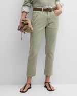 Image 1 of 6: Brunello Cucinelli Mid-Rise Straight-Leg Ankle Pants