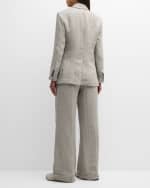 Image 3 of 6: Brunello Cucinelli Mid-Rise Straight-Leg Herringbone Linen Trousers