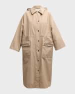 Image 2 of 6: Brunello Cucinelli Monili-Trim Front Pocket Hooded Taffeta Long Coat
