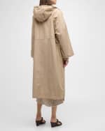 Image 4 of 6: Brunello Cucinelli Monili-Trim Front Pocket Hooded Taffeta Long Coat