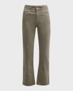 Image 2 of 6: Brunello Cucinelli Mid-Rise Straight-Leg Ankle Barrel-Hem Garment Dye Pants