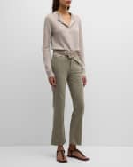 Image 5 of 6: Brunello Cucinelli Mid-Rise Straight-Leg Ankle Barrel-Hem Garment Dye Pants