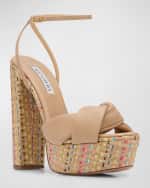 Image 4 of 5: Aquazzura Olie Twisted Leather Platform Sandals