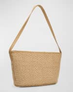 Image 4 of 6: Brunello Cucinelli Zip Raffia Shoulder Bag