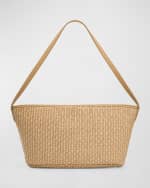 Image 1 of 6: Brunello Cucinelli Zip Raffia Shoulder Bag