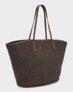 Image 4 of 6: Brunello Cucinelli Raffia Leather Tote Bag