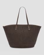 Image 1 of 6: Brunello Cucinelli Raffia Leather Tote Bag