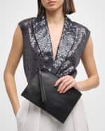 Image 3 of 6: Brunello Cucinelli Monili Zip Leather Pouch Wristlet