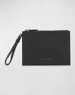 Image 1 of 6: Brunello Cucinelli Monili Zip Leather Pouch Wristlet