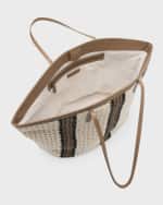 Image 5 of 6: Brunello Cucinelli Striped Crochet Tote Bag