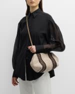 Image 2 of 6: Brunello Cucinelli Striped Crochet Clutch Bag