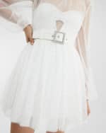 Image 4 of 4: REBECCA VALLANCE Mirabella Rhinestone Crepe & Tulle Mini Dress