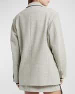 Image 4 of 6: Plan C Panama Double-Twisted Wool Blazer Jacket