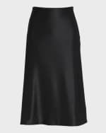 Image 1 of 6: Jil Sander High-Waist Satin Midi Skirt
