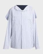 Image 2 of 6: Plan C Stripe Cape-Back Shirt