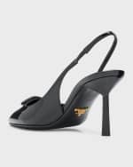 Image 3 of 6: Prada Patent Triangle Slingback Pumps