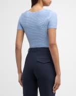 Image 4 of 6: Emporio Armani Scoop-Neck Puckered Jersey T-Shirt