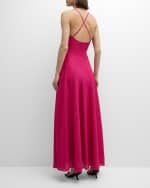 Image 3 of 6: Emporio Armani Ribbed A-Line Jersey Halter Maxi Dress