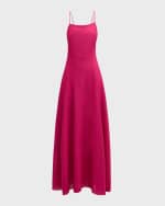 Image 1 of 6: Emporio Armani Ribbed A-Line Jersey Halter Maxi Dress