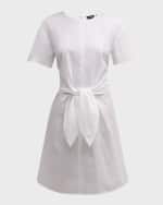 Image 2 of 6: Emporio Armani Cutout Tie-Waist Cotton Poplin Mini Dress