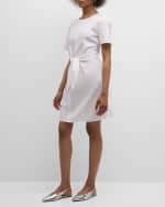 Image 1 of 6: Emporio Armani Cutout Tie-Waist Cotton Poplin Mini Dress