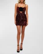Image 1 of 3: HELSI Sol Sleeveless Cutout Sequin Velvet Mini Dress