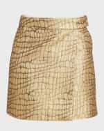 Image 1 of 6: TOM FORD Metallic Croc-Jacquard Tailored Wrap Mini Skirt