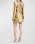 Image 4 of 6: TOM FORD Metallic Croc-Jacquard Single-Breasted Blazer Jacket
