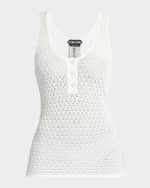 Image 1 of 6: TOM FORD Openwork Knit Tank Top with Tonal Mop Buttons
