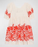Image 4 of 7: Molo Girl's Camilo Floral-Print Dress, Size 7-14