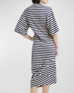 Image 4 of 6: Plan C Patchwork Striped Short-Sleeve Midi T-Shirt Dress